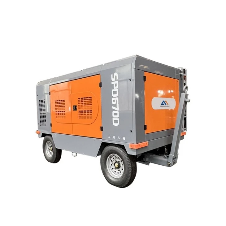 Compressore d'aria rotativo a vite bivite portatile con azionamento diesel
